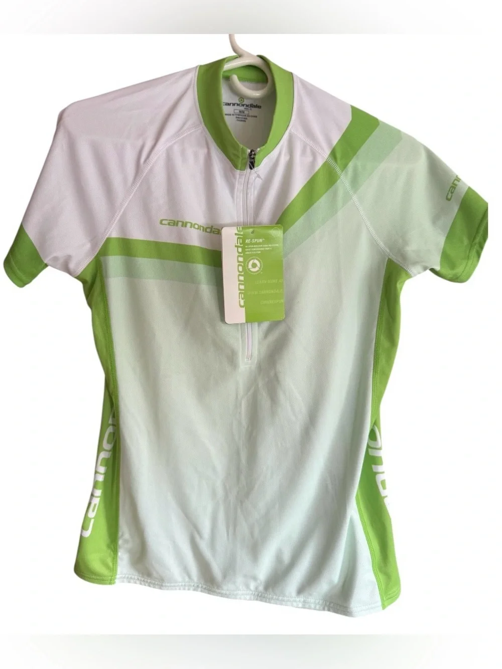 NWT Cannondale Women’s Cycling Jersey lime Green White 1/4 Zip Bike